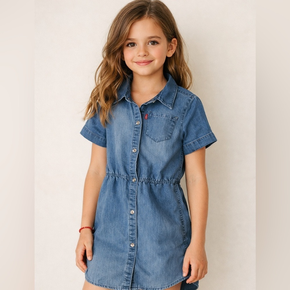Levi’s Girls Chambray Denim Shirt Dress - Size 5